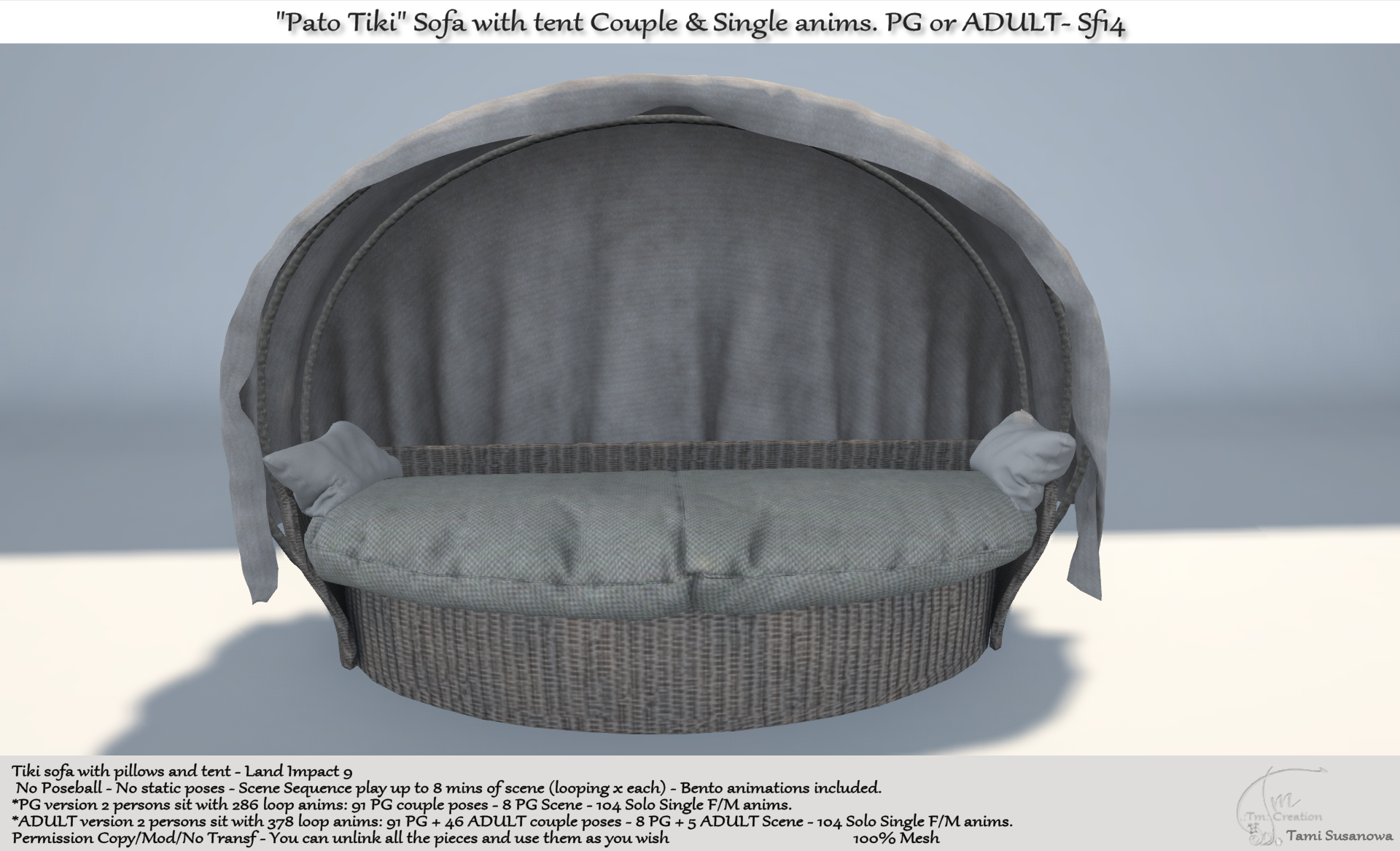 Tm Creation “Patio Tiki” Sofa with tent