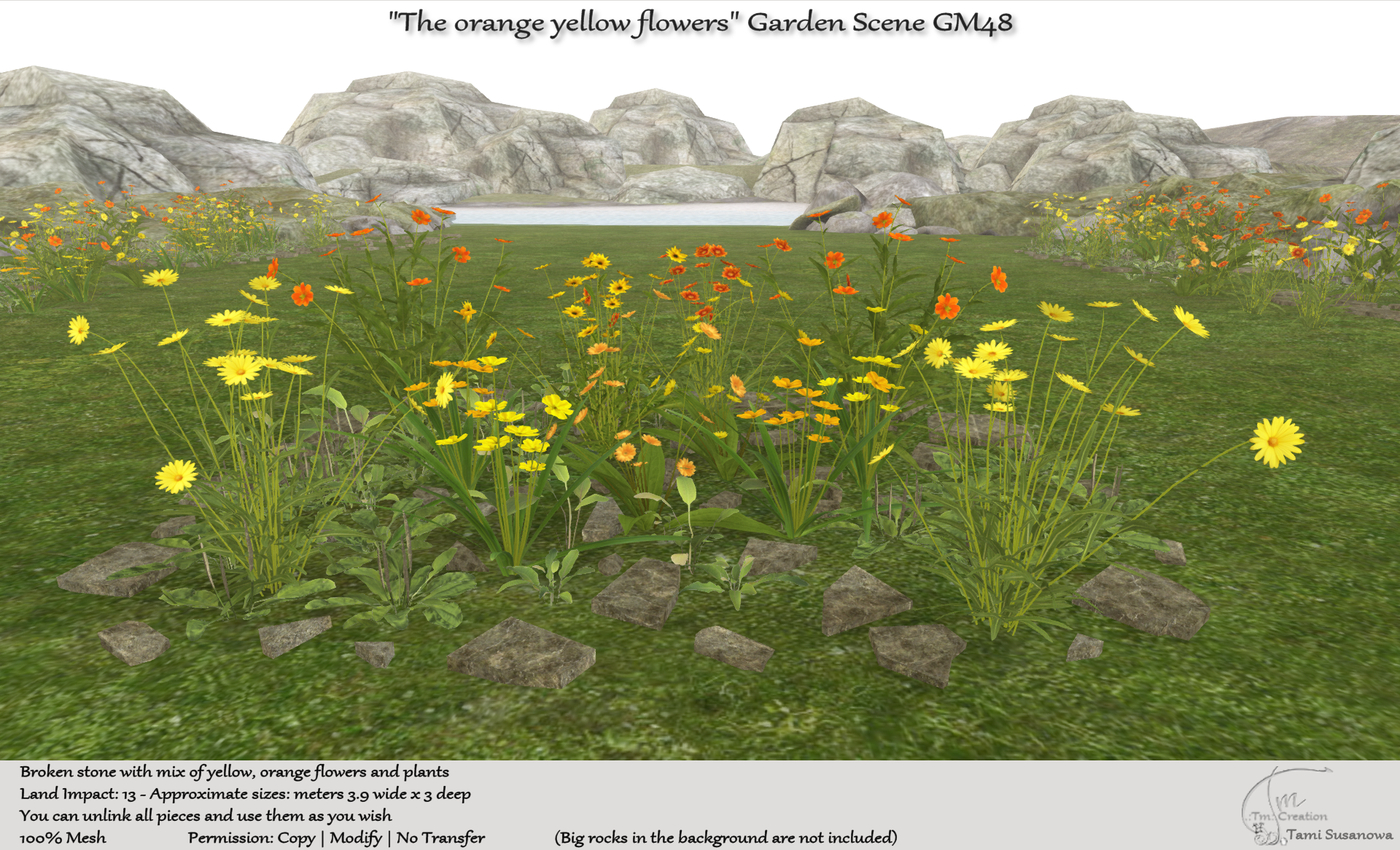 Tm Creation – “The orange yellow flowers” Garden Scene