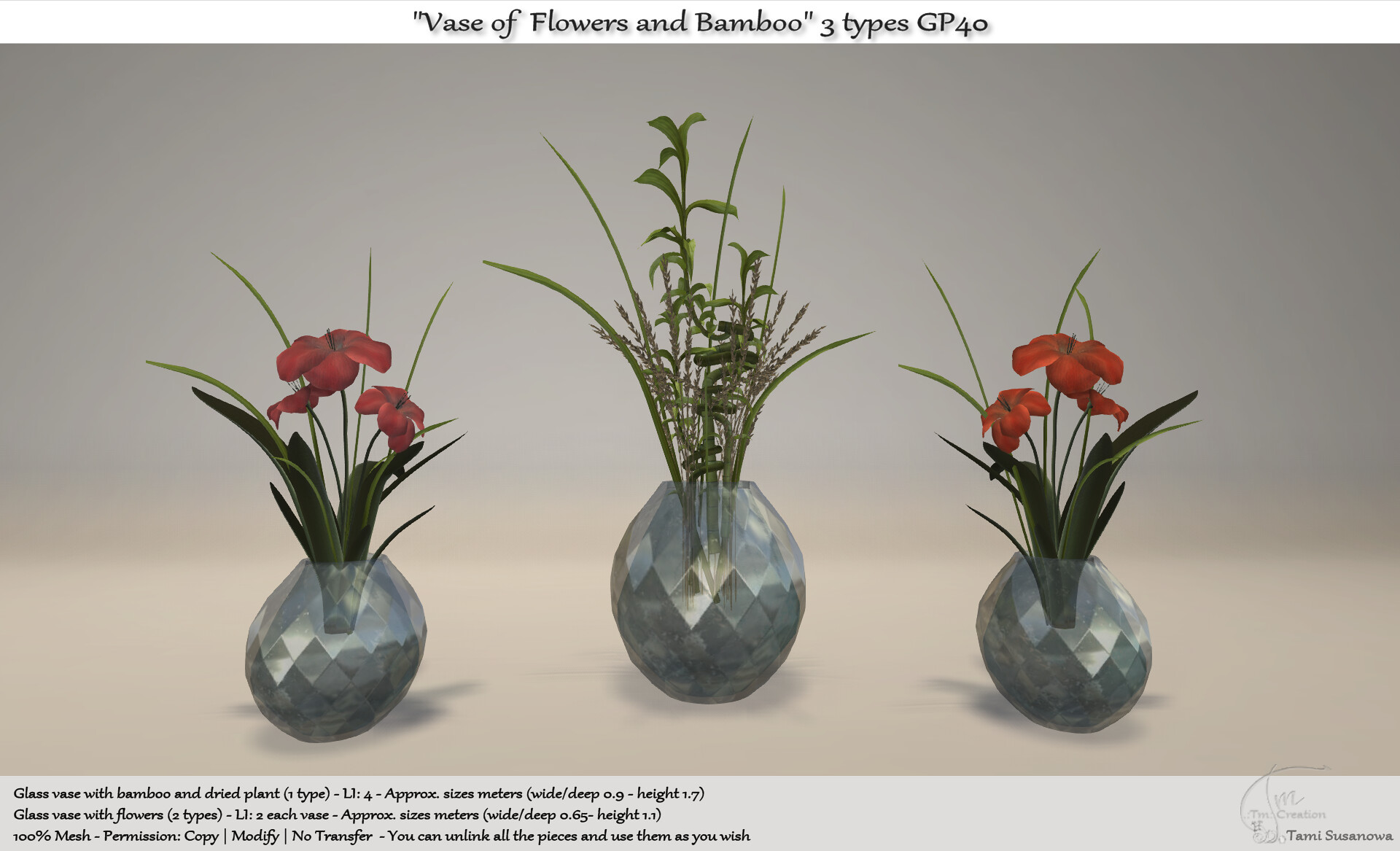 Tm Creation – Vase of Flowers and Bamboo