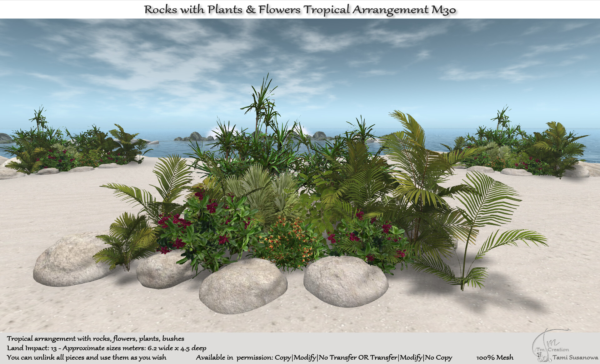 Tm Creation – Tropical Flowers Rocks Arrangement