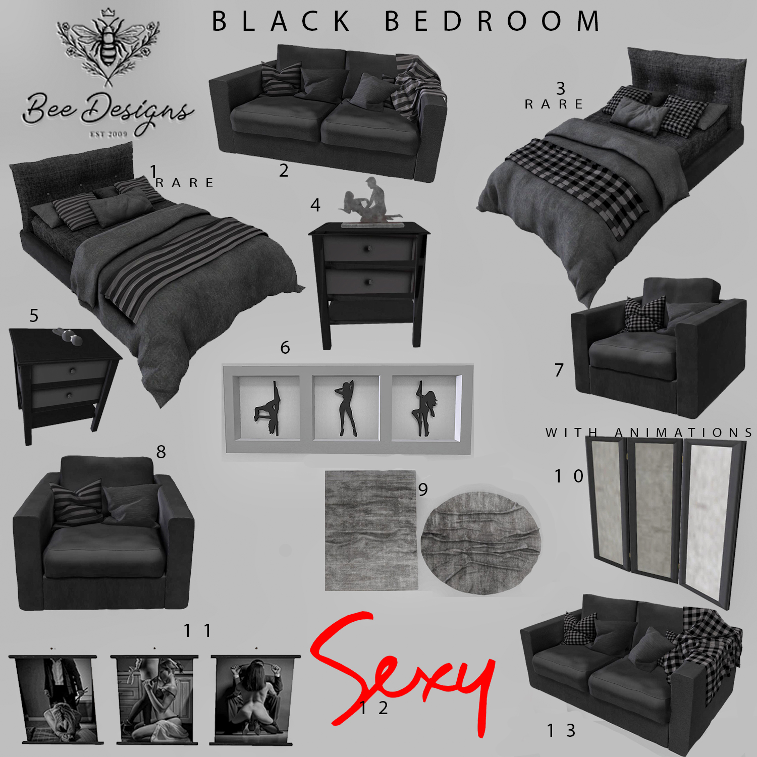 Bee Designs – Black Bedroom