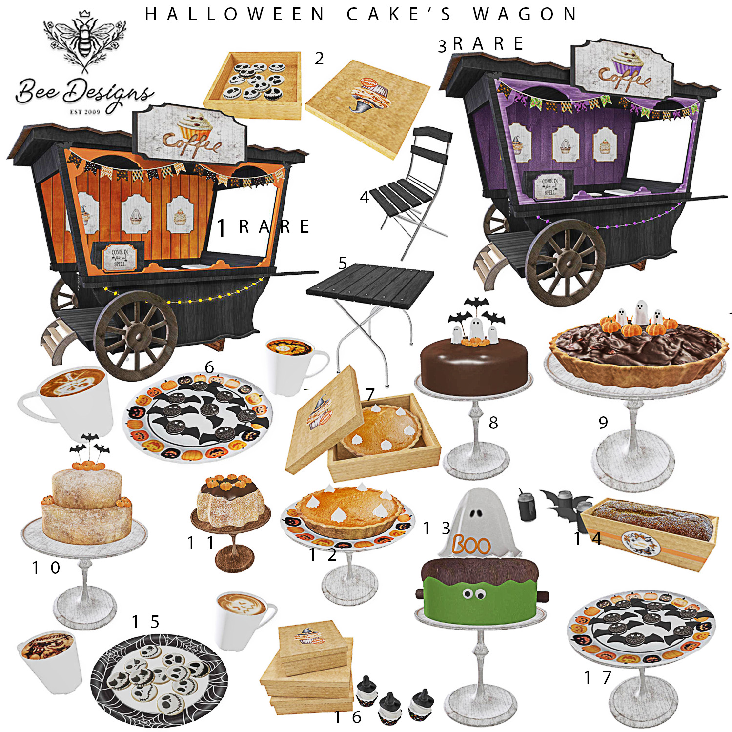 Bee Designs – Halloween Cake’s Wagon