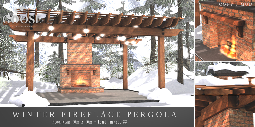 GOOSE – Winter Fireplace Pergola & Woven Sofa Set