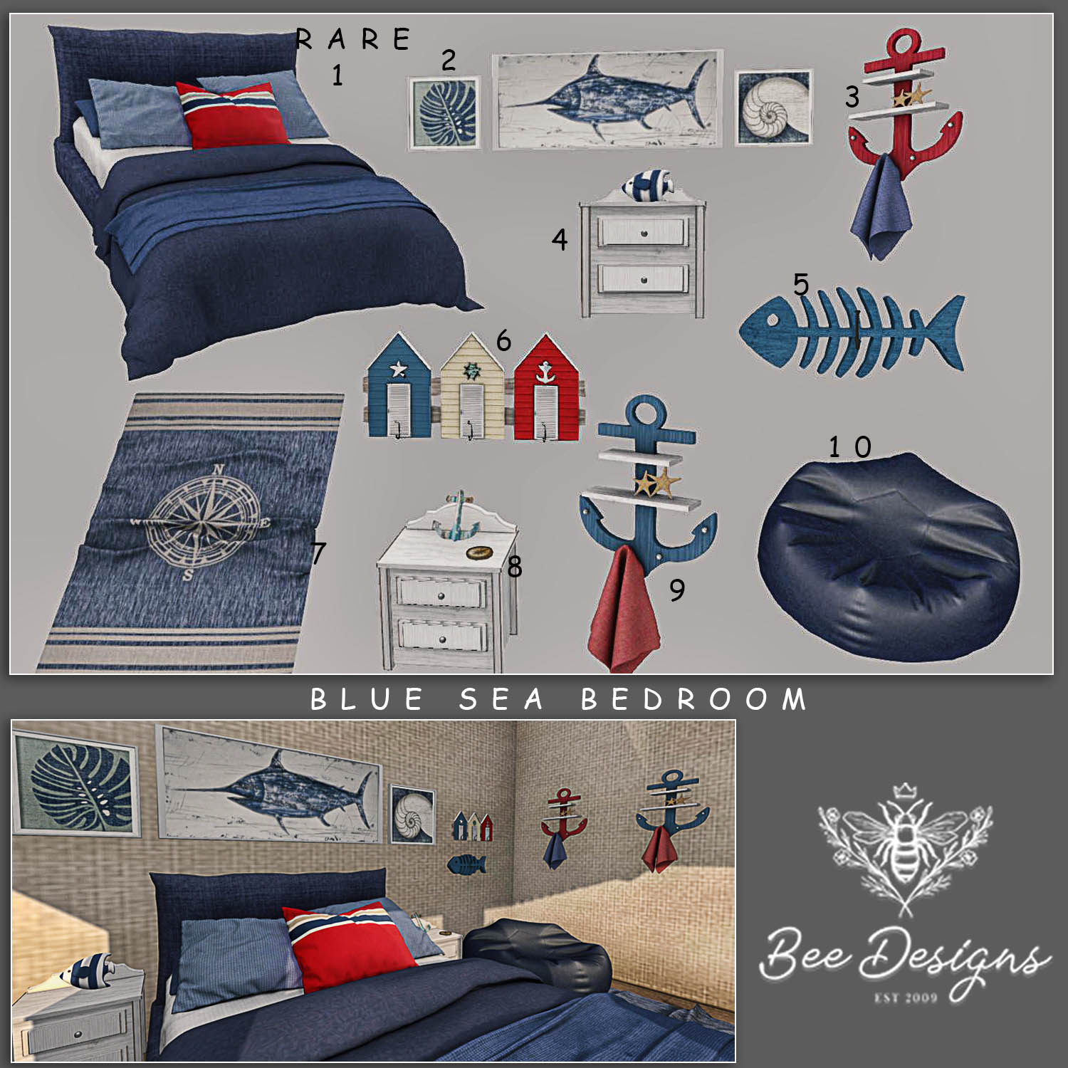 Bee Designs – Blue Sea Bedroom