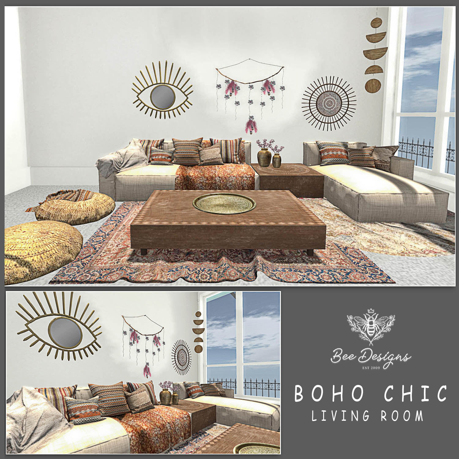 Bee Designs – Boho Chic Living room