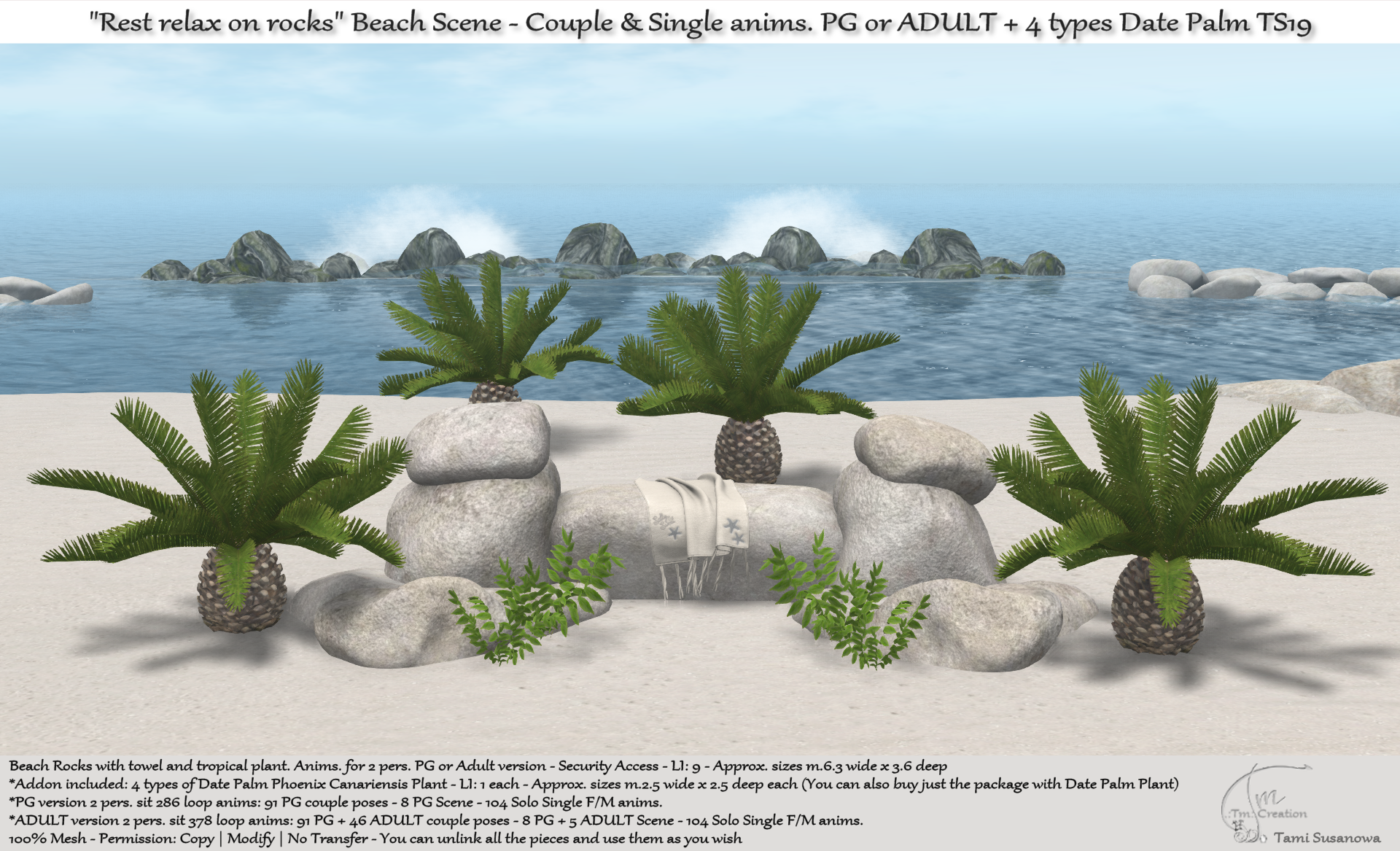 Tm Creation –  “Rest Relax on Rocks” Beach Scene