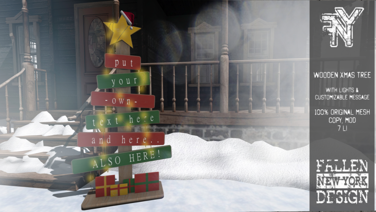 FNY Designs- Wooden Xmas Tree & Snowman Animesh