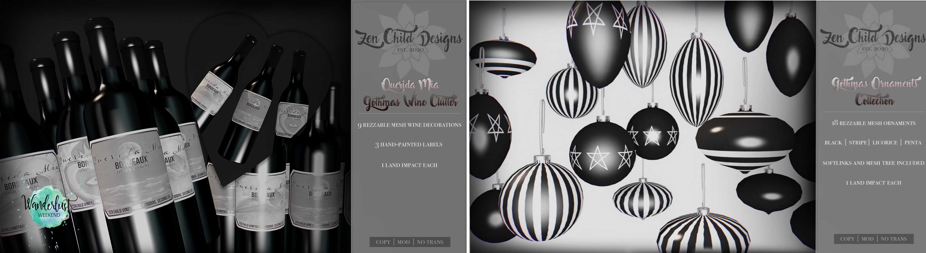 Zen Child Designs – Gothmas Wine Clutter and Gothmas Ornaments