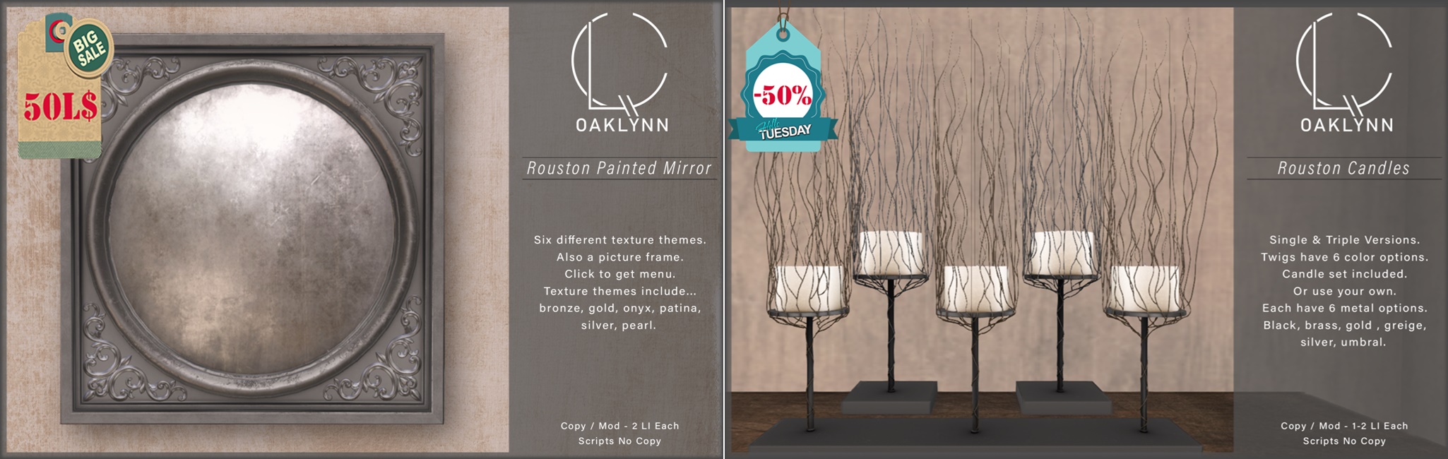 Oaklynn – Rouston Painted Mirror & Roustan Candles