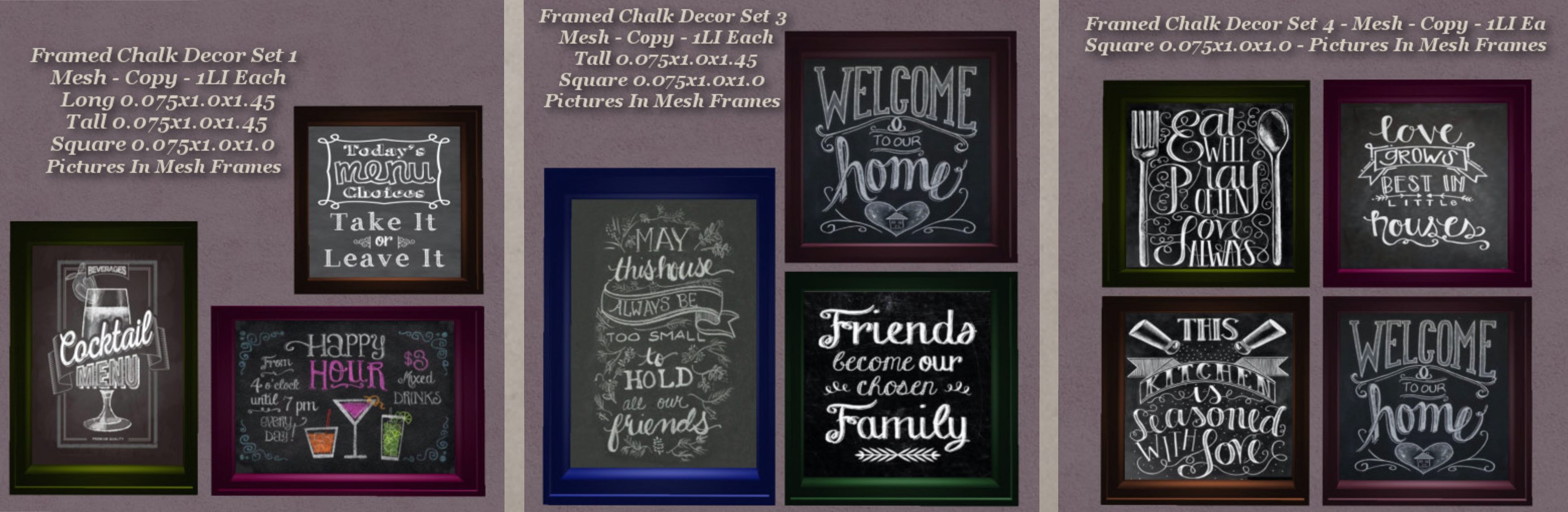 Que Rico Design – Framed Chalk Decor Sets