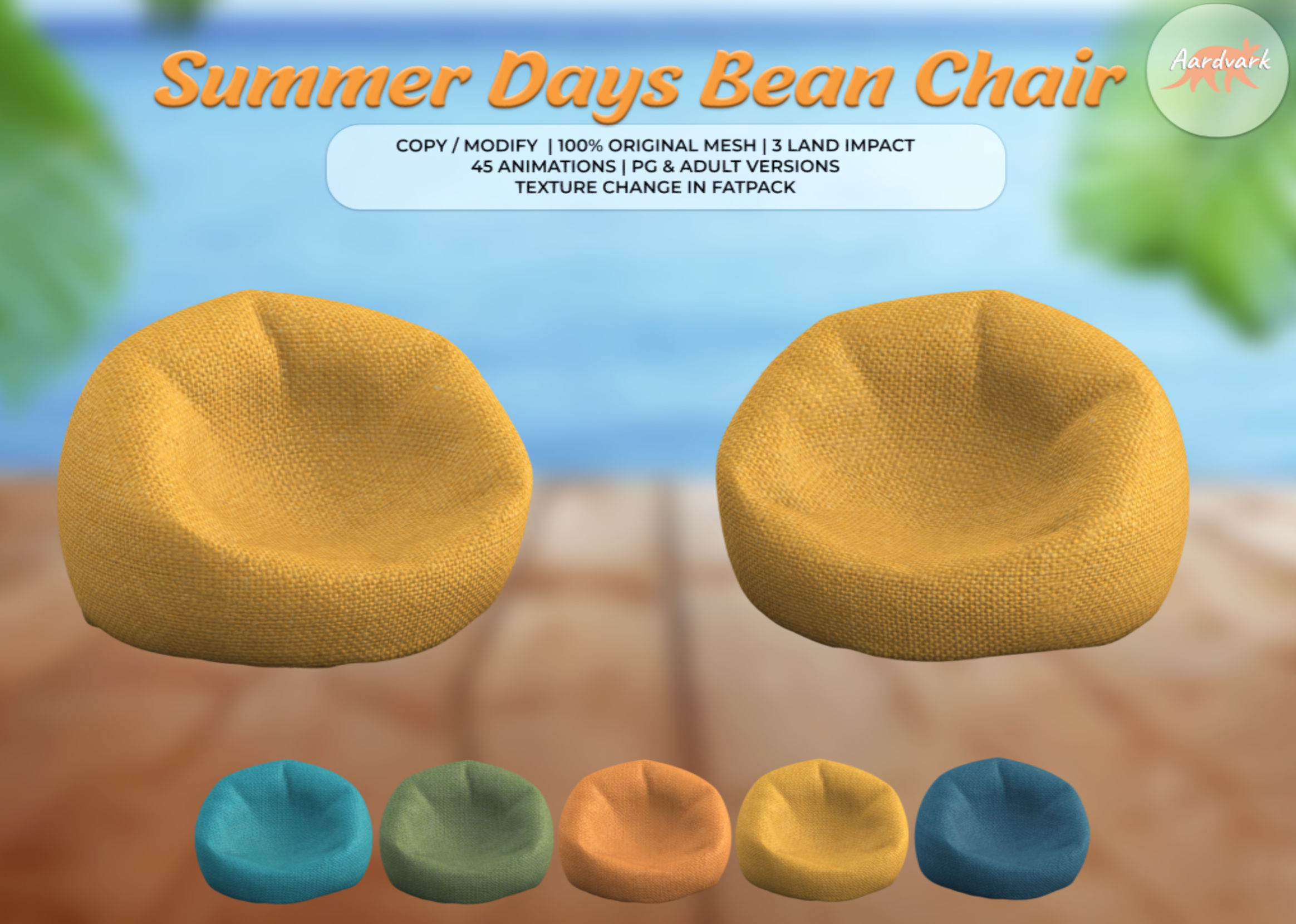 Aardvark – Summer Days Bean Chair