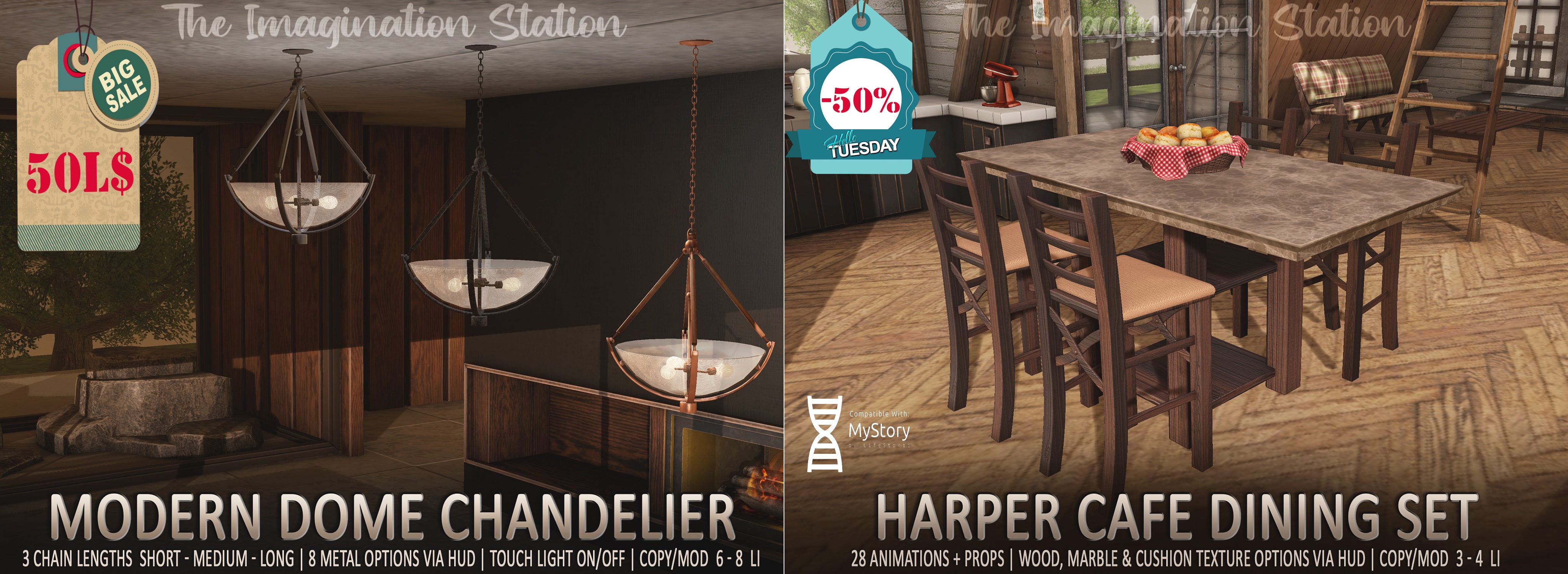 The Imagination Station – Modern Dome Chandelier & Harper Cafe Dining Set