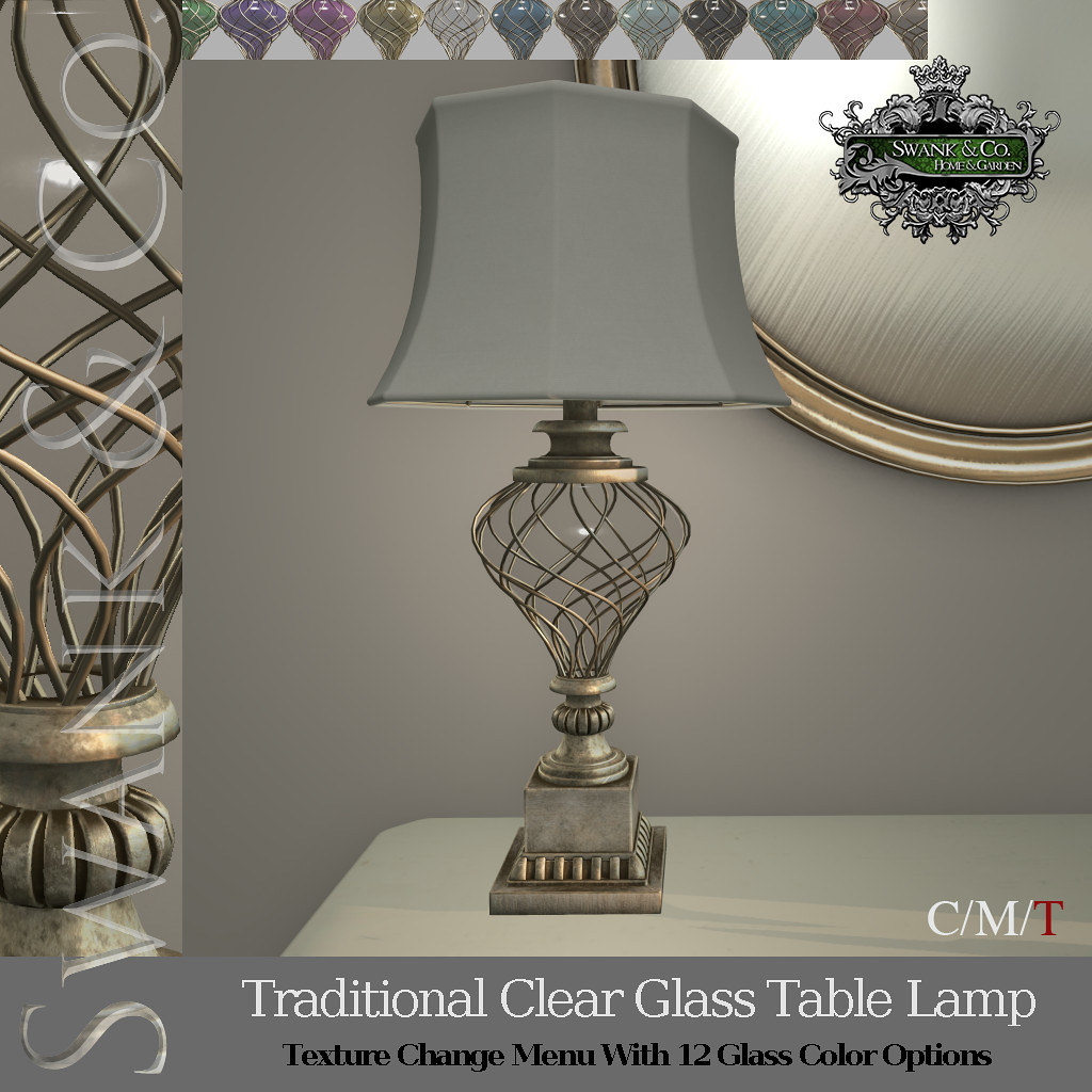 Swank & Co. - Traditional Glass Table Lamp (Frosted, Fade, Clear