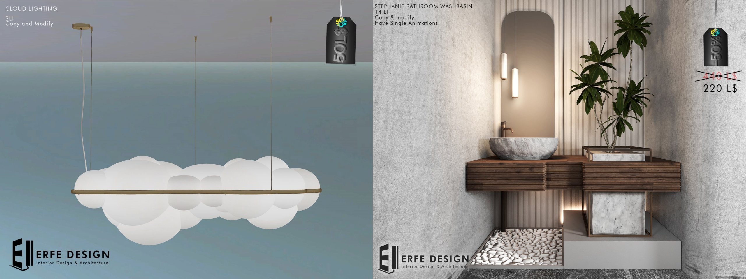 Erfe Design –  Cloud Lighting & Stephanie Bathroom Washbasin