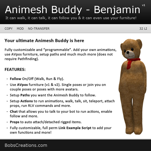 Bob’s Creations – Animesh Buddy – Benjamin – 25% Off