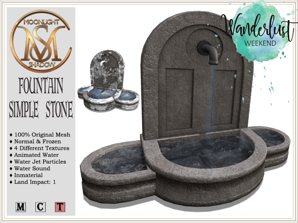 MoonSha– Fountain Simple Stone & Sorcery Scrolls Cabinet