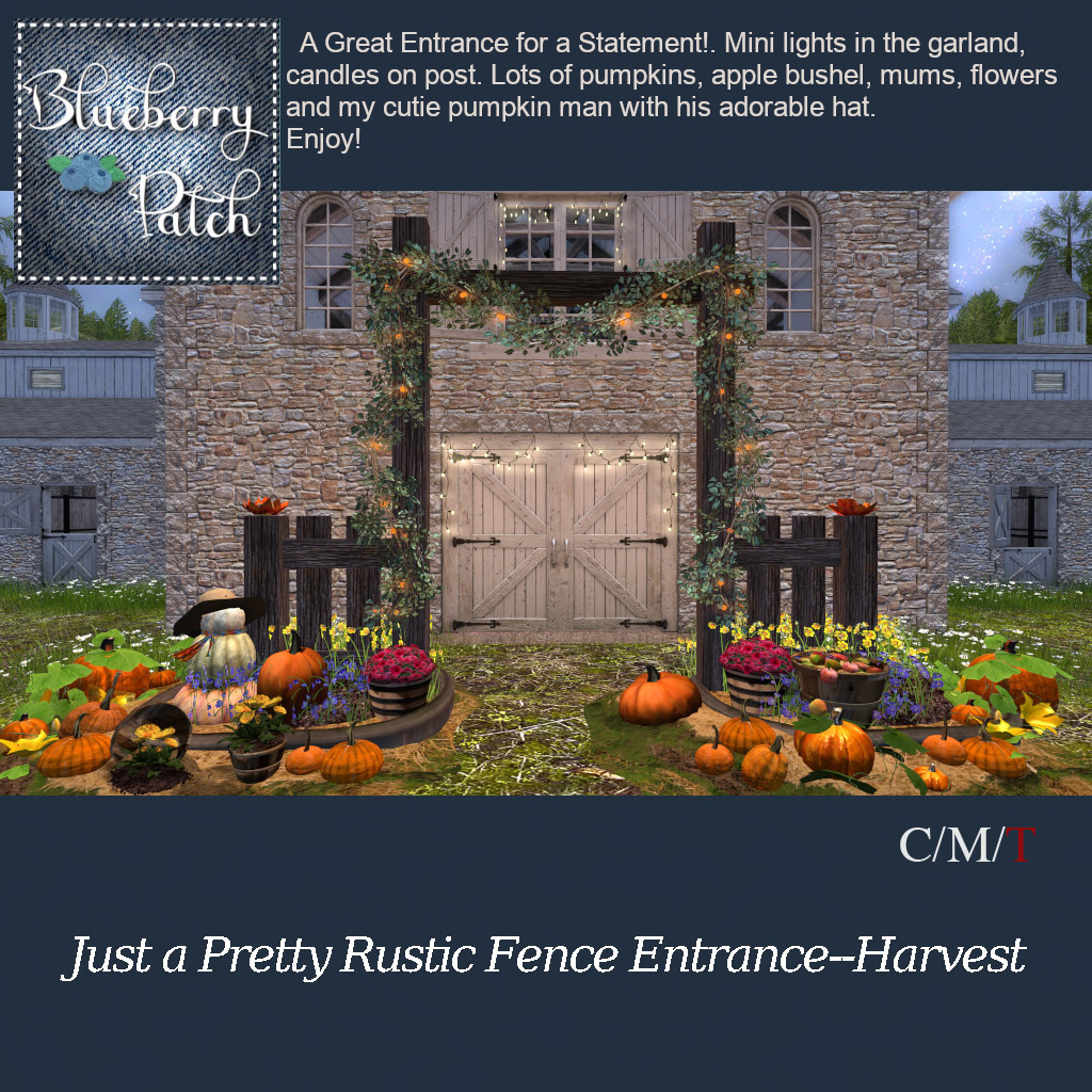 Blueberry Patch – Just a pretty rustic fence entrance – Harvest