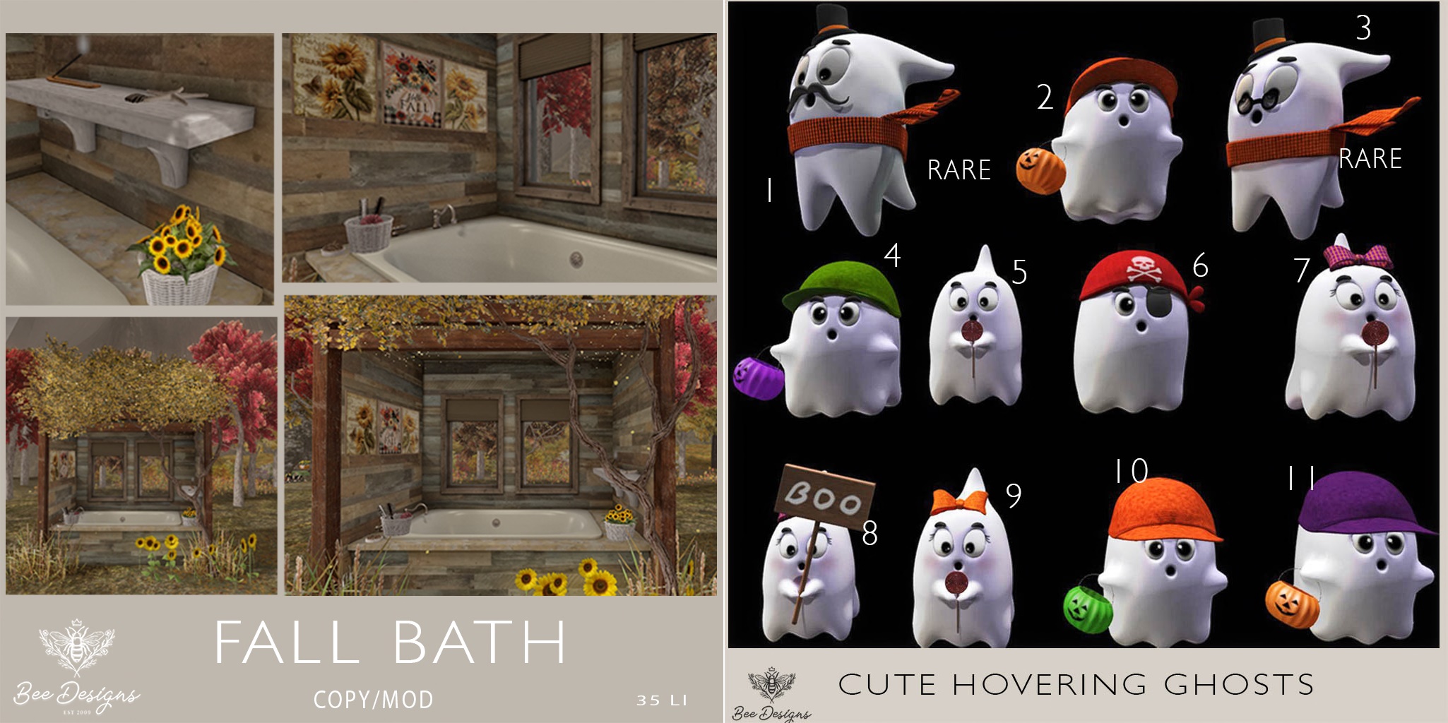 Bee Designs – Fall Bathroom  & Cute Hovering Ghosts