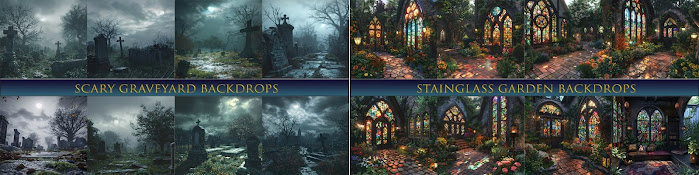 SATO – Scary Graveyard & Stained Glass Garden Backdrops