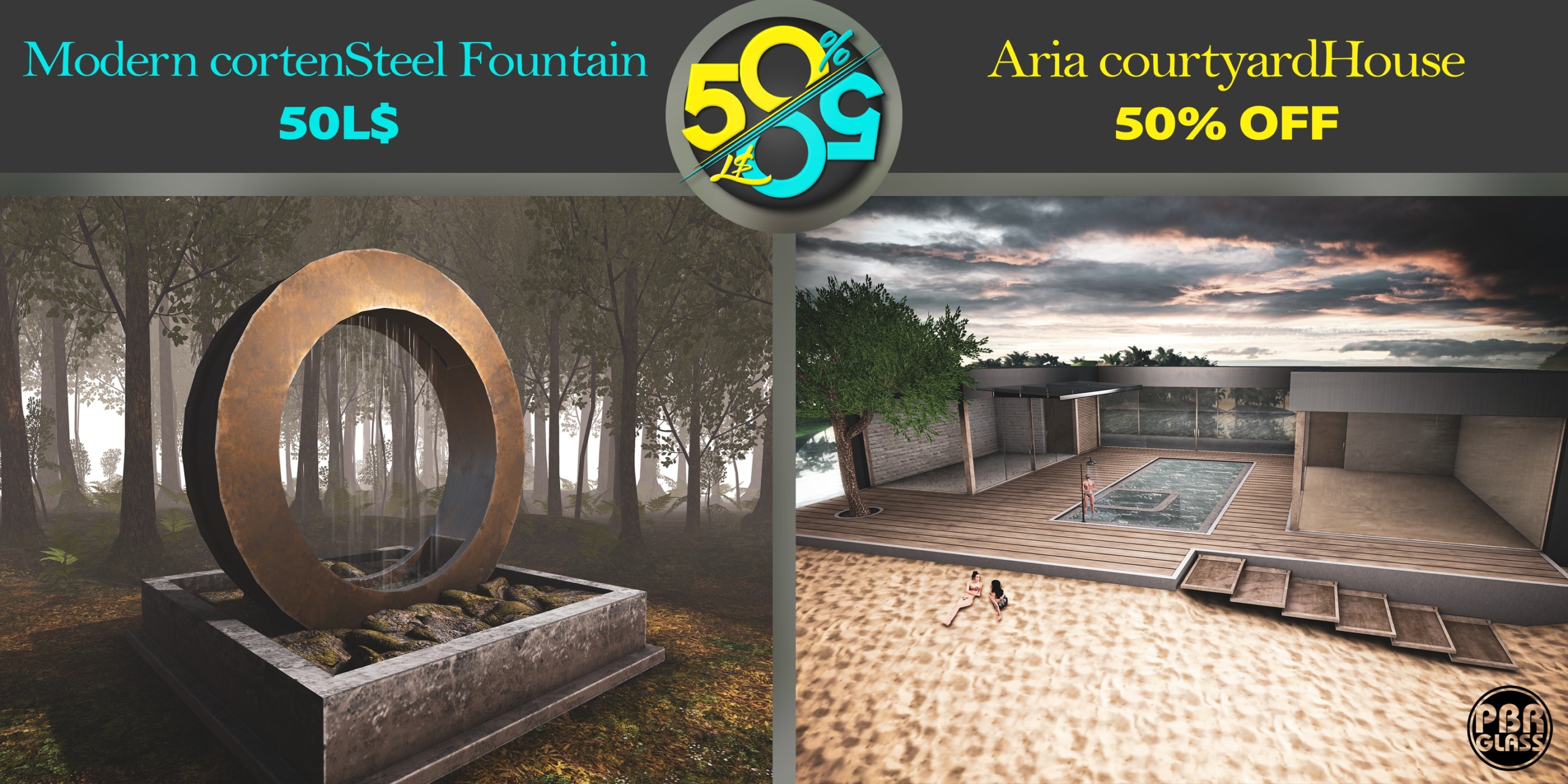 Imegica – Modern cortenSteel Fountain & Aria courtYard House