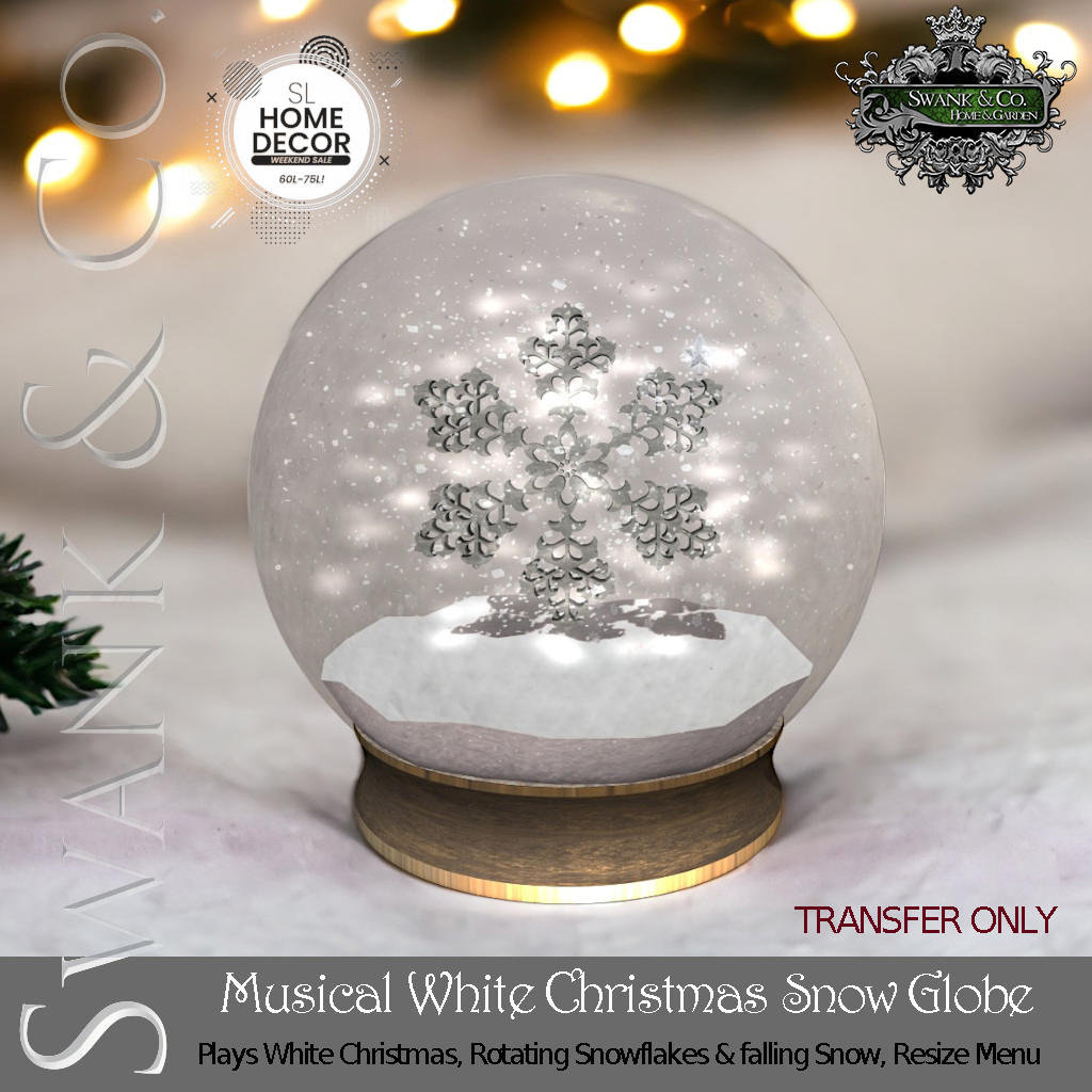 SWANK & Co. – Musical White Christmas Snow Globe