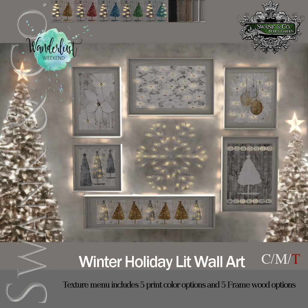 SWANK & Co. – Winter Holiday Lit Wall Art & Frozen Cherub Fountain