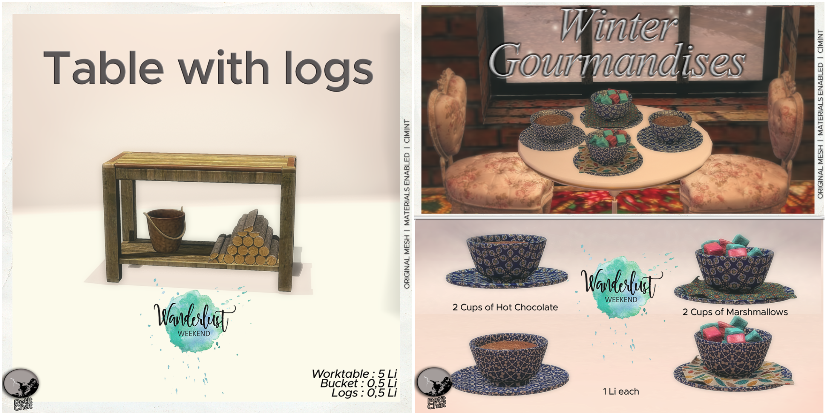 Petit Chat – Winter Gourmandises Set & Table With Logs