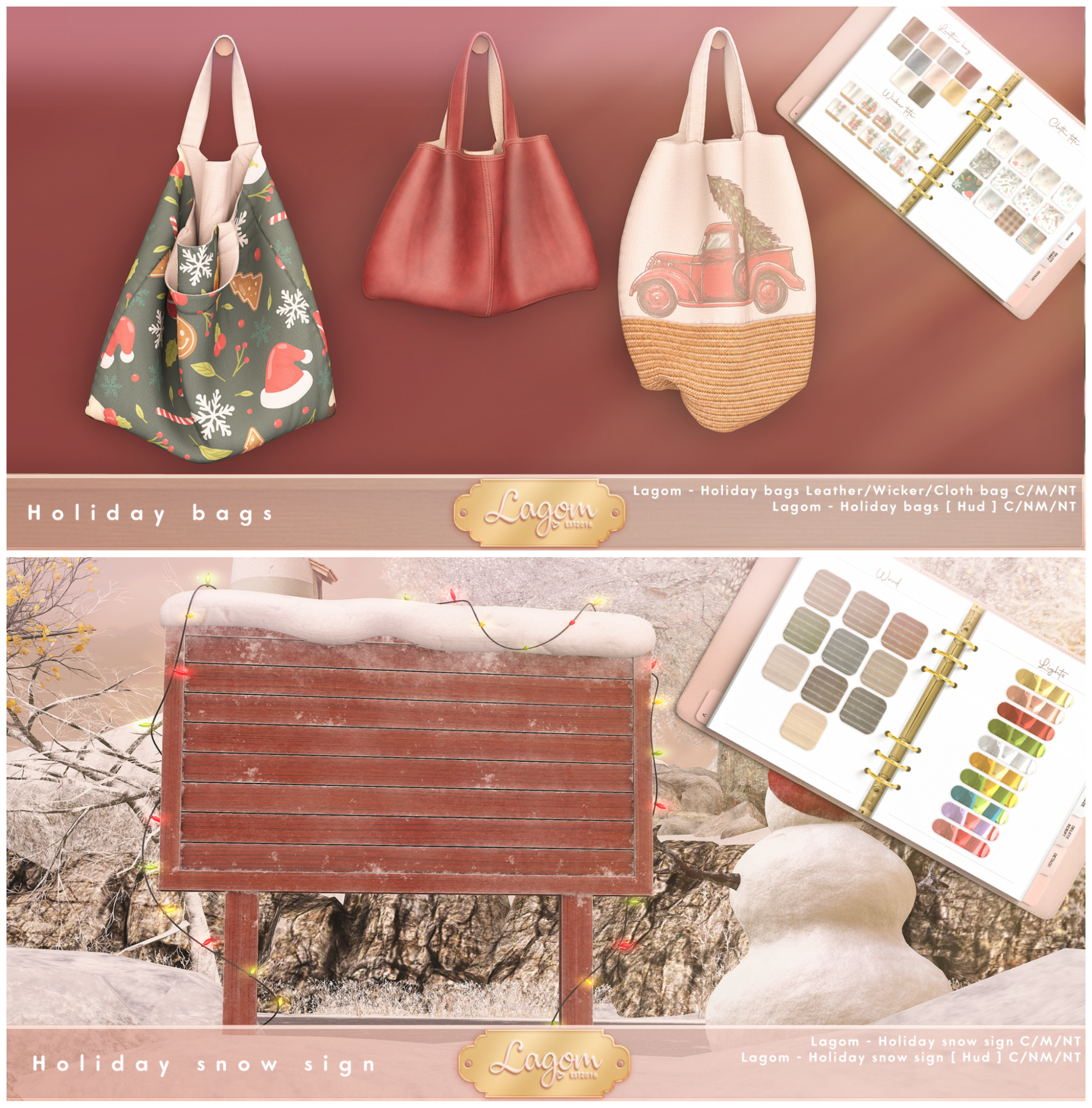 Lagom – Holiday Bags & Snow Sign