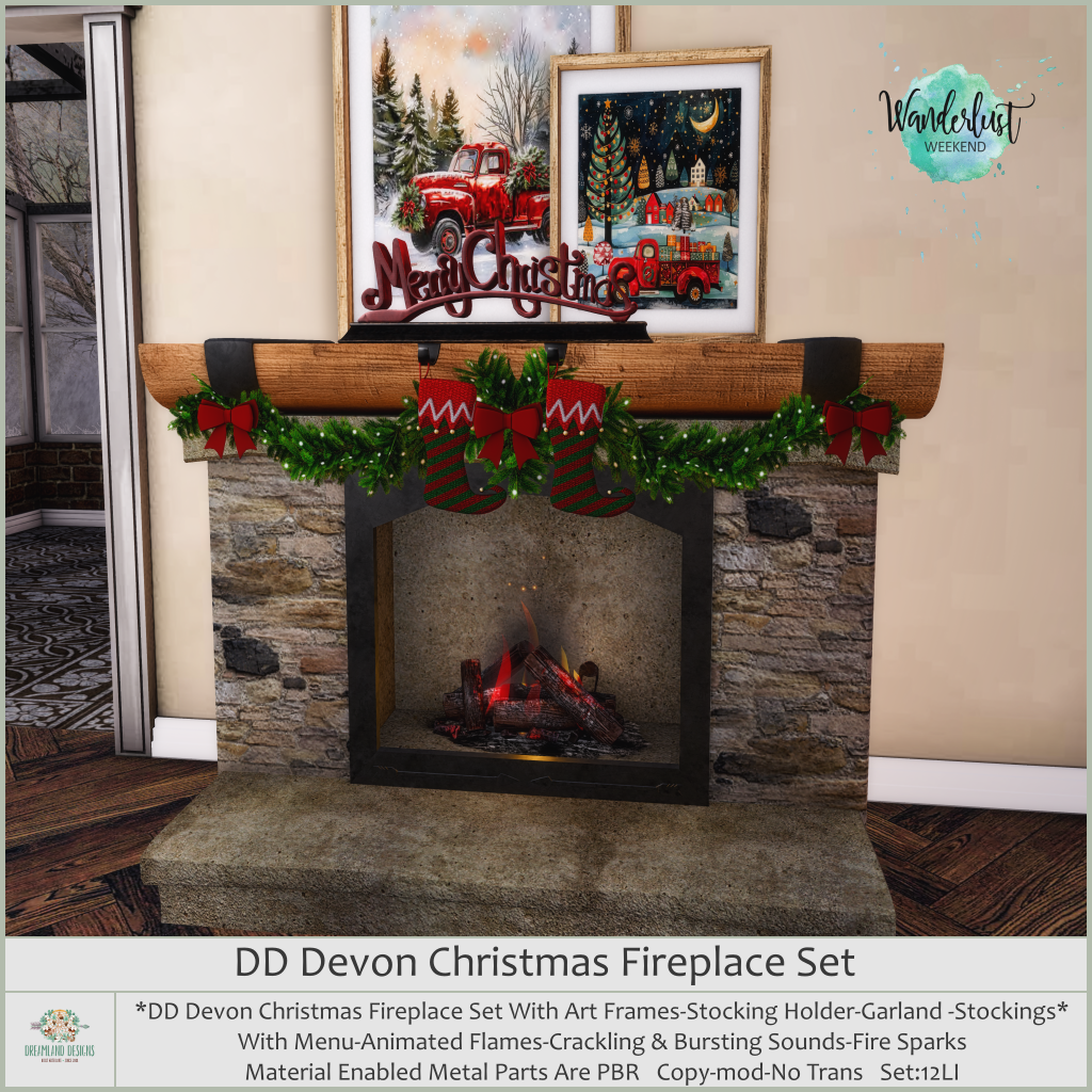 Dreamland Designs – Devon Christmas Fireplace Set