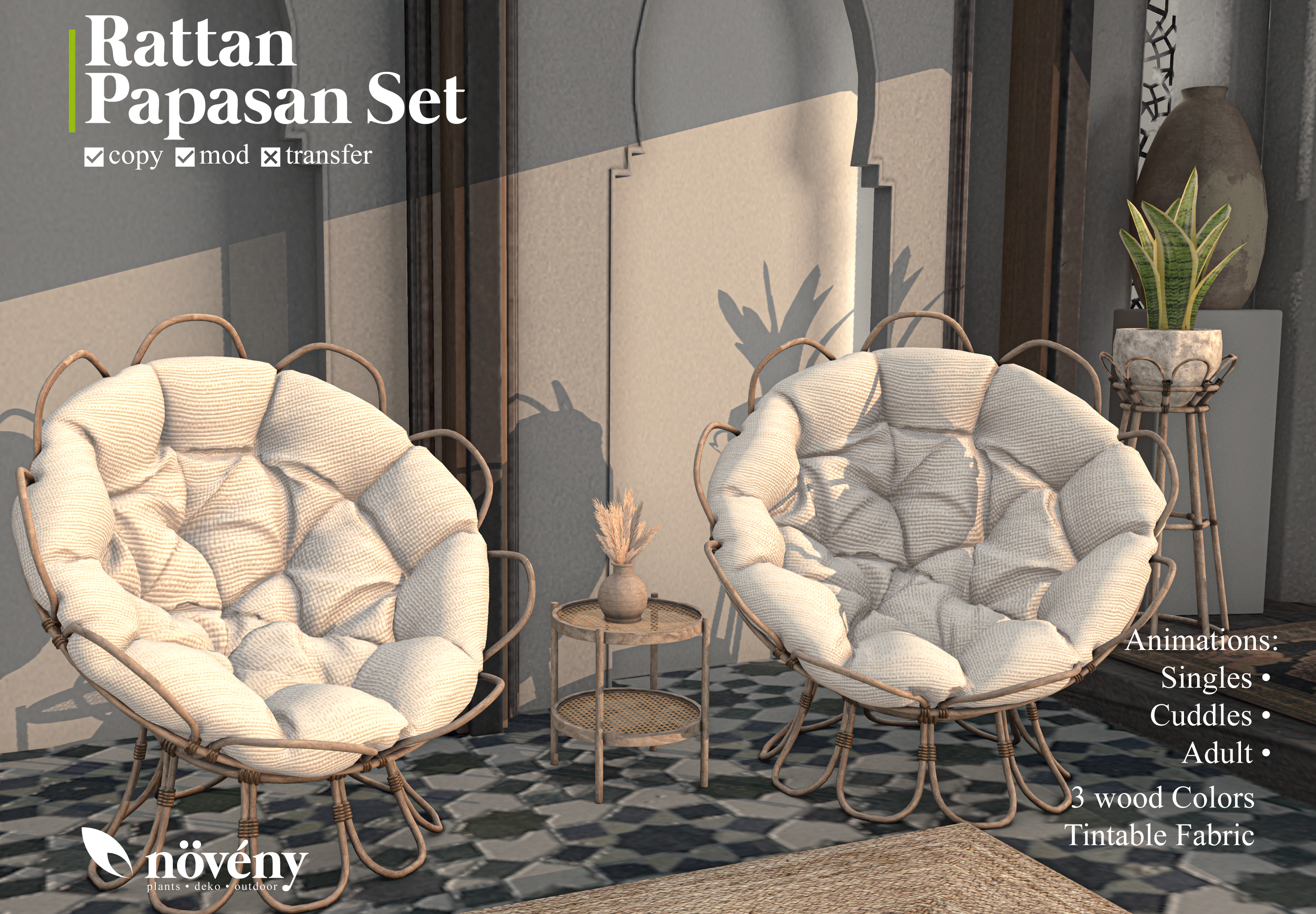 Növény – Rattan Papasan Set