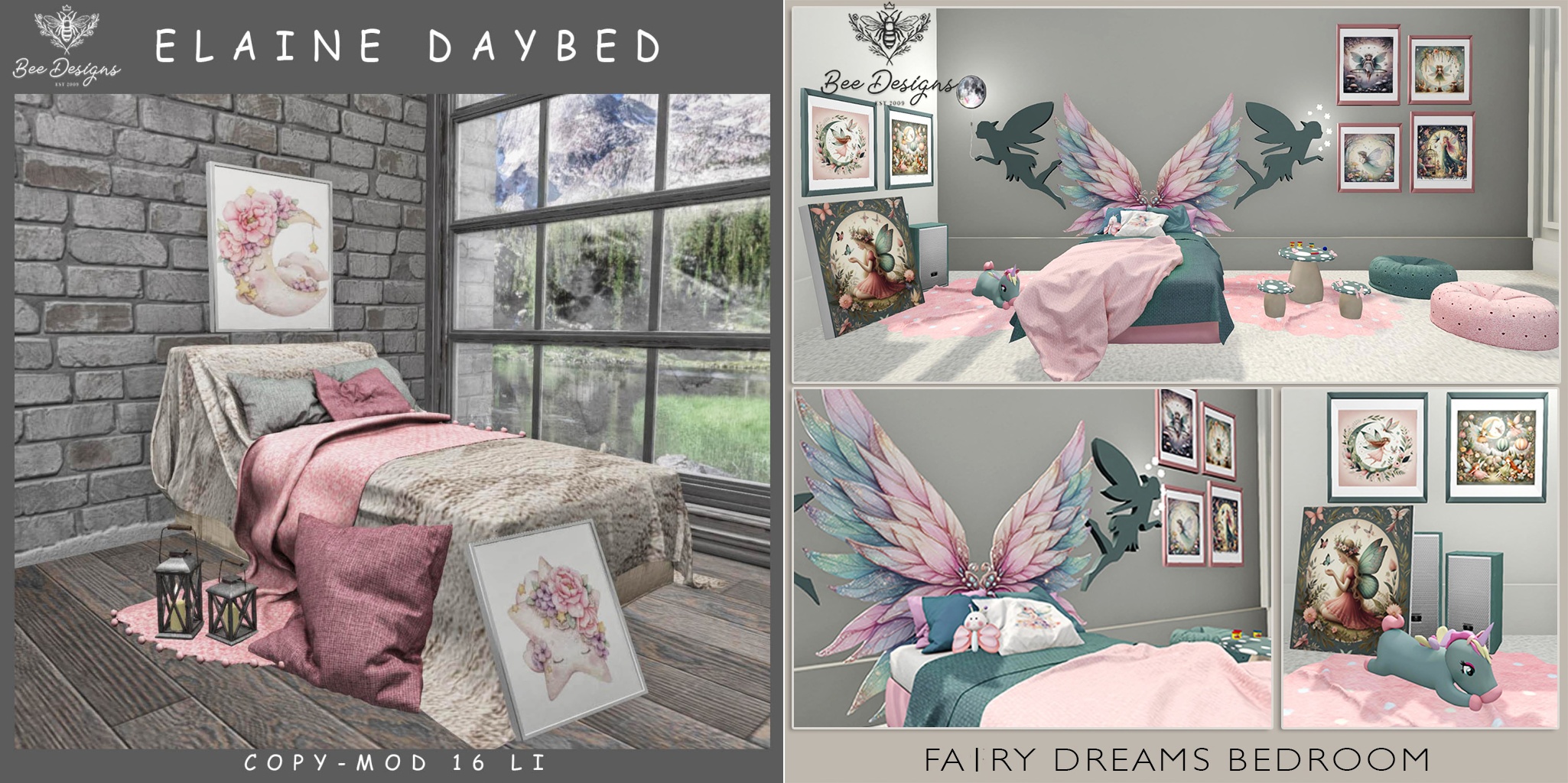 Bee Designs – Elaine Daybed & Fairy Dreams Bedroom Set