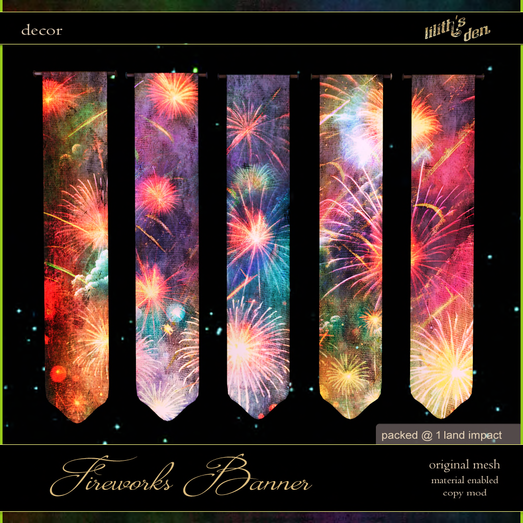 Liliths Den – Fireworks Banner – 50% Off