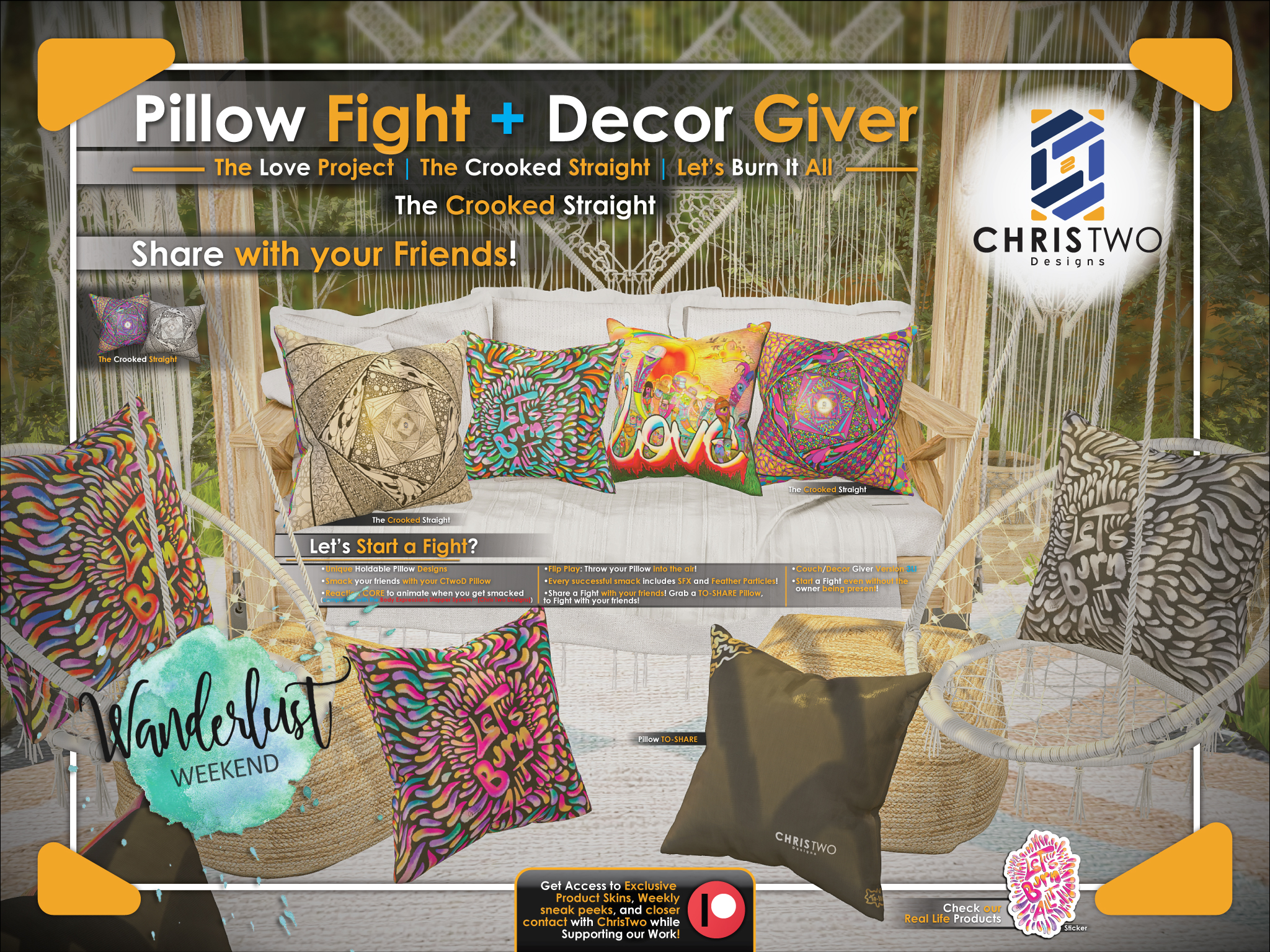 Chris Two Designs – Pillow Fight & Decor Giver Set