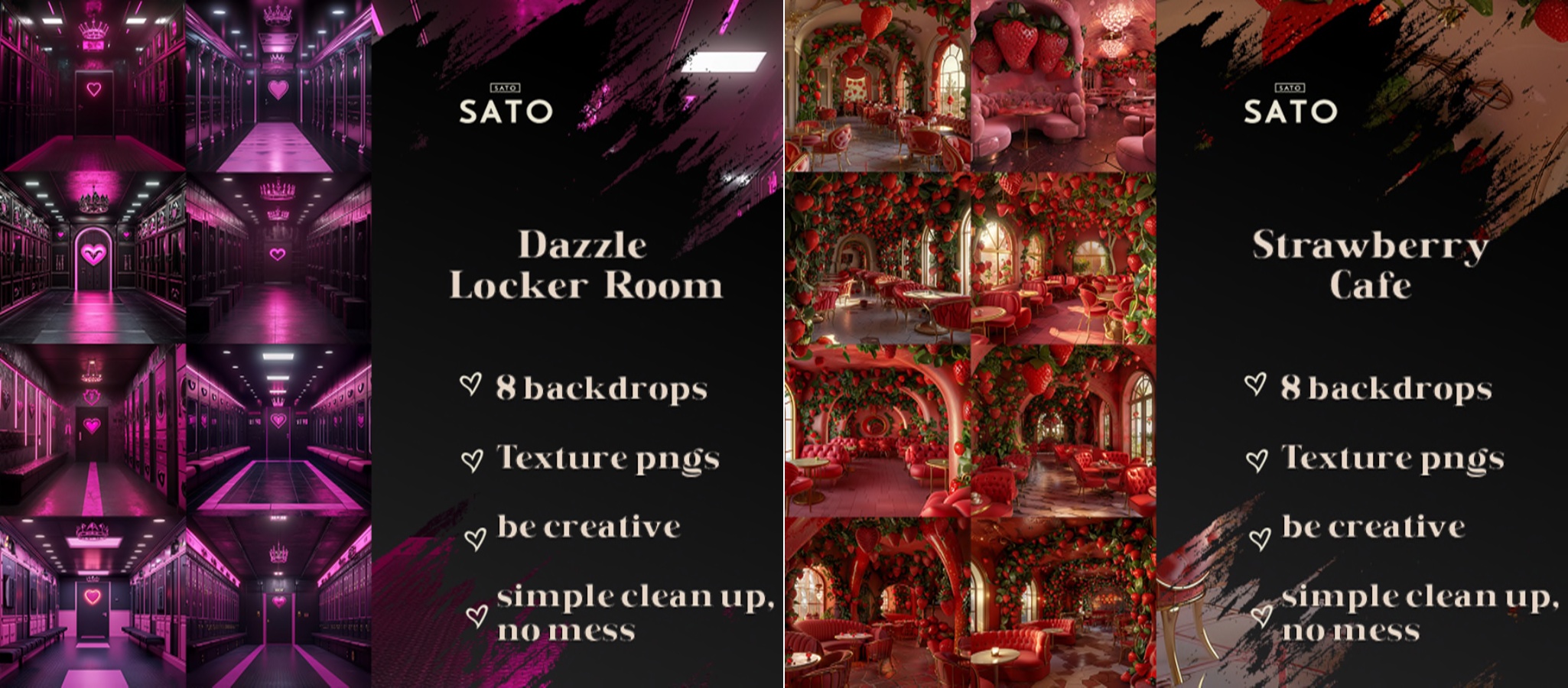 Sato – Dazzle Locker room & Strawberry Cafe Backdrops