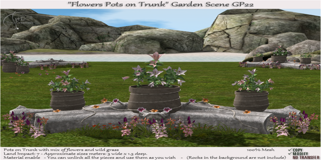 TM Creation – Flowers Pots on Trunk – 20% Off