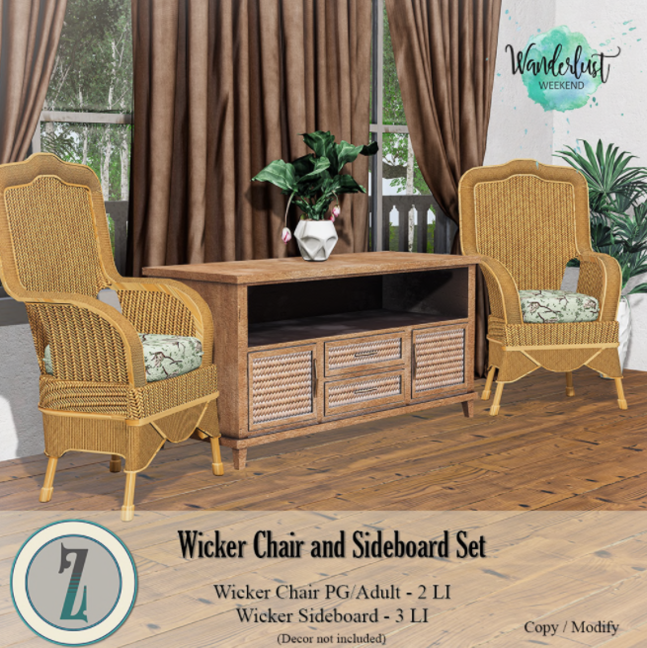 Zaida – Wicker Chair & Sideboard