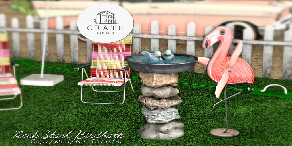 Crate – Rock Stack Birdbath & Milk Can Birdbath