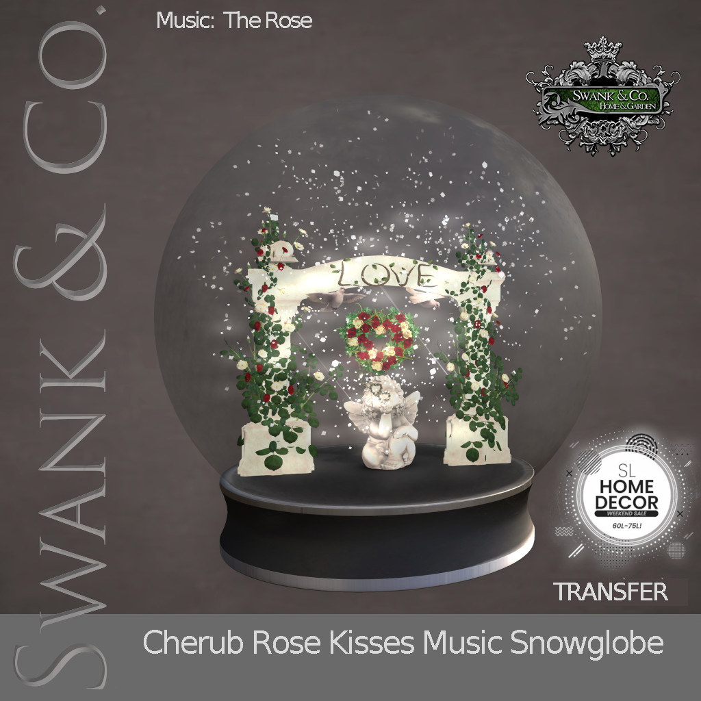 SWANK & Co. – Cherub Rose Kisses Music Snowglobe