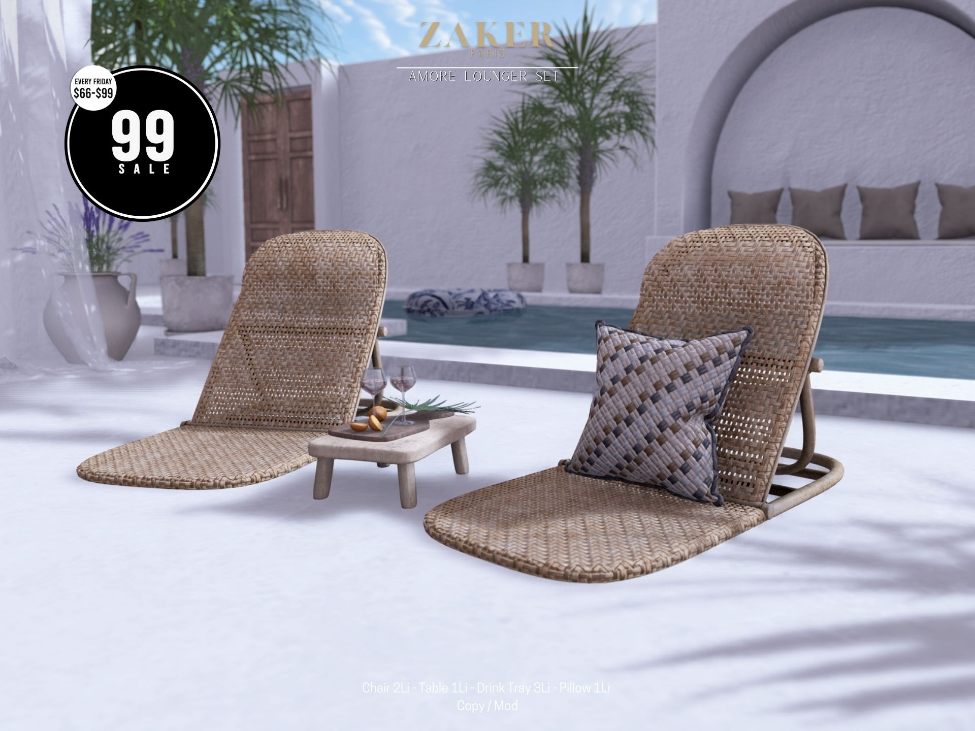 Zaker – Potted Palmetto y Amore Lounger Set