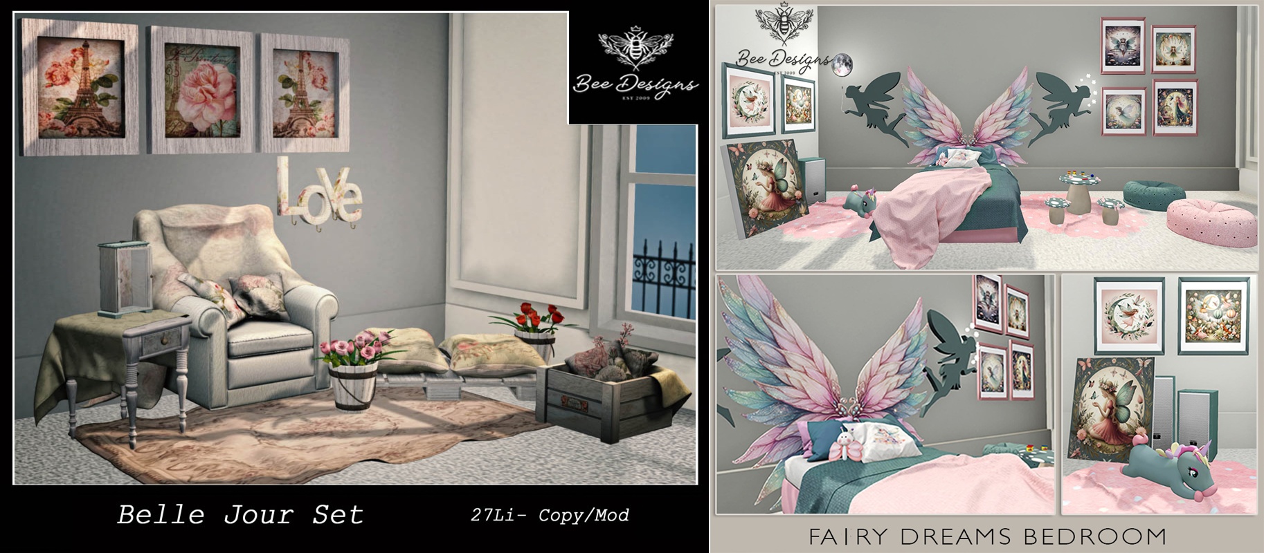 Bee Designs – Belle Jour Set & Fairy Dreams Bedroom