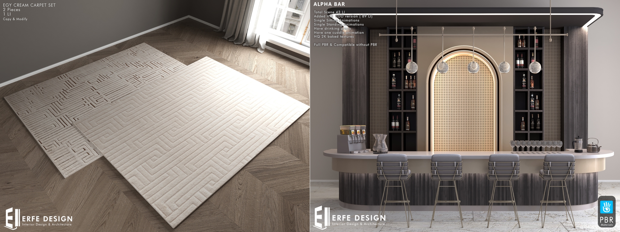 Erfe Design – Cream Carpet & Alpha Bar