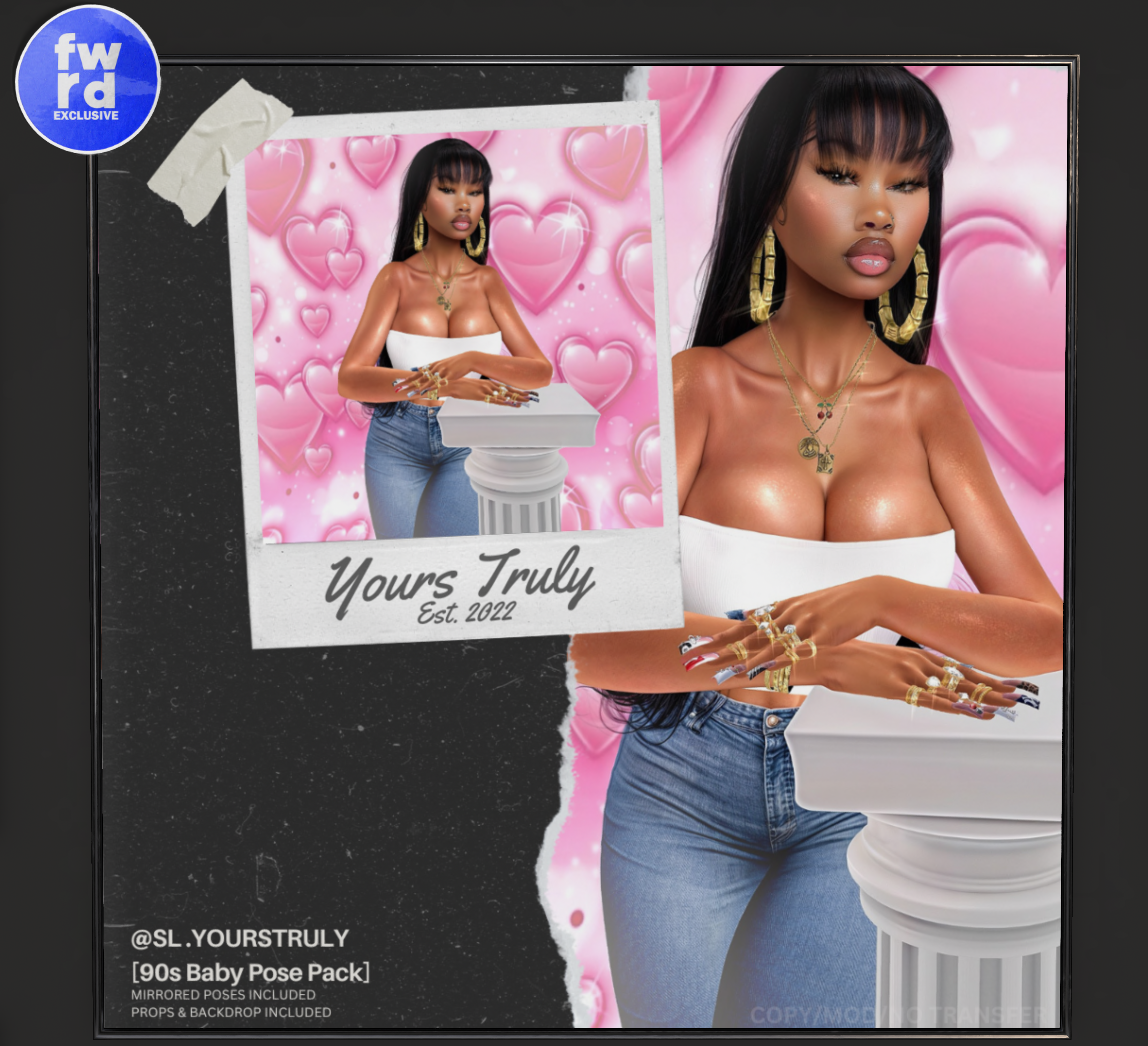 Yours Truly – 90s Baby Pose Pack & Backdrop