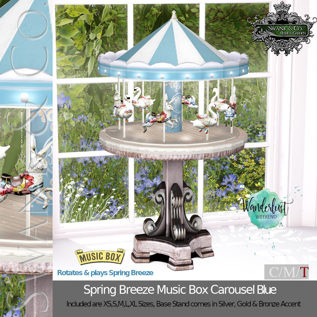 SWANK & Co. – Spring Breeze Music Box Carousel Blue